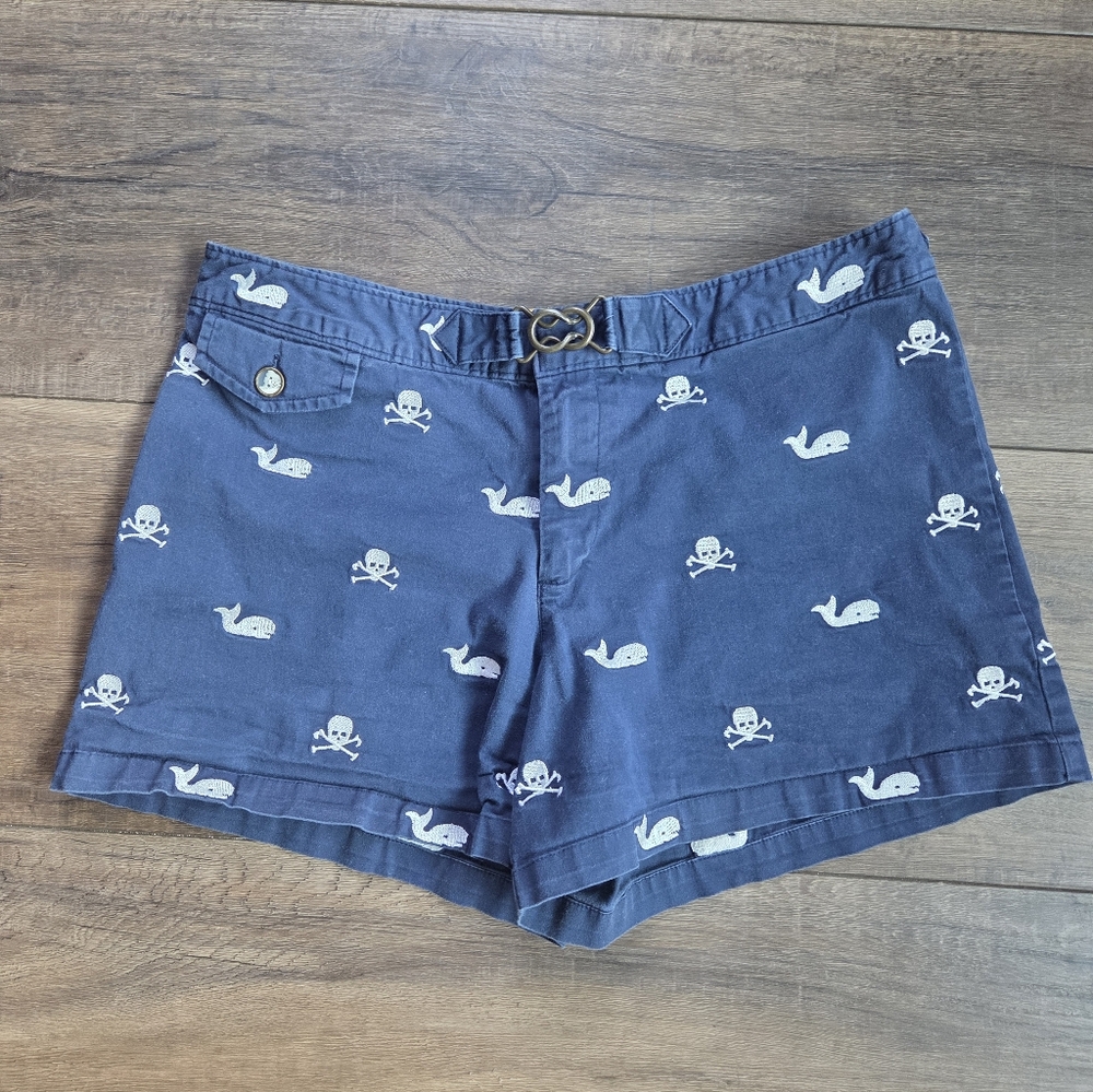 Libertine For Target Blue Women's Shorts with Preppy Nautical/ Skull Print